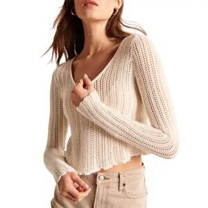 Long Sleeve Crochet Scoopneck Crop Top
